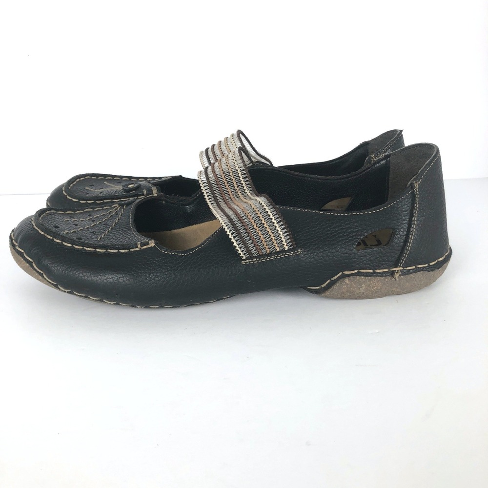 RIEKER Antistress Leather Mary Jane Woven Strap Flats Women's 39 Black Comfort - Picture 3 of 12